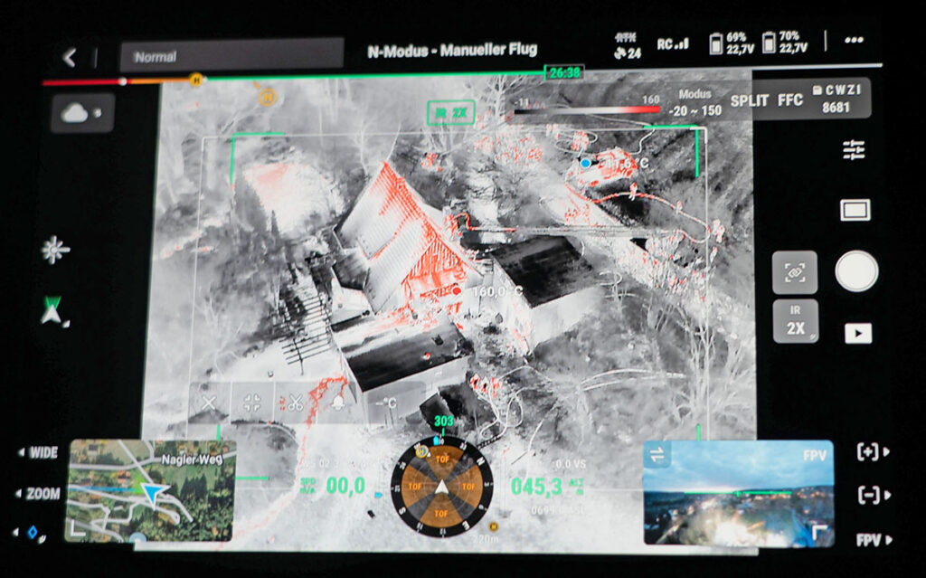 Bild von der Brandstelle mit der neuen Drohne der Bereitschaften