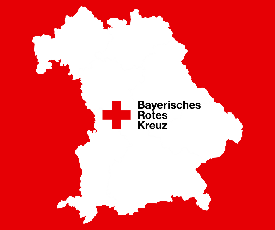 Karte Bayerns mit dem Logo des BRKs.