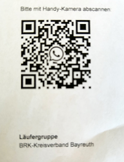 Im BIld - Der QR-Code zur Whats-App-Läufergruppe des BRK-Kreisverbandes Bayeuth