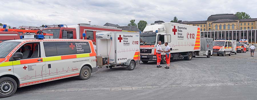 Rückkehr der in die thüringischen Waldbrandgebiete entsandten BRK-Einsatzkräfte.