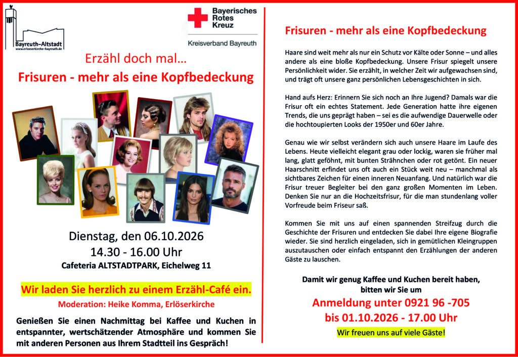 Einladung zum Erzählcafe im BRK-Altstadtpark 06.10.2026